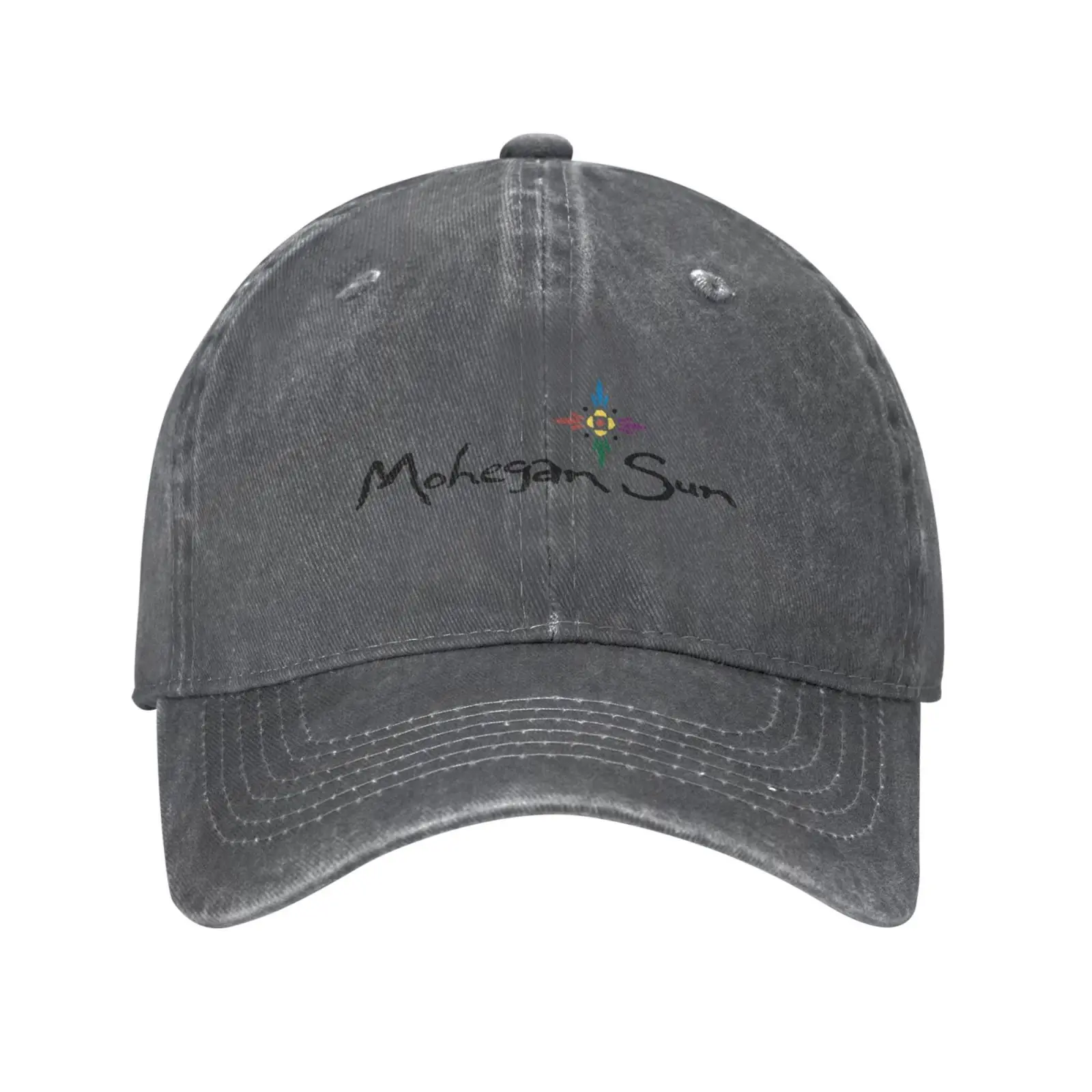 Mohegan sol logotipo boné, qualidade Denim Cap, chapéu de malha