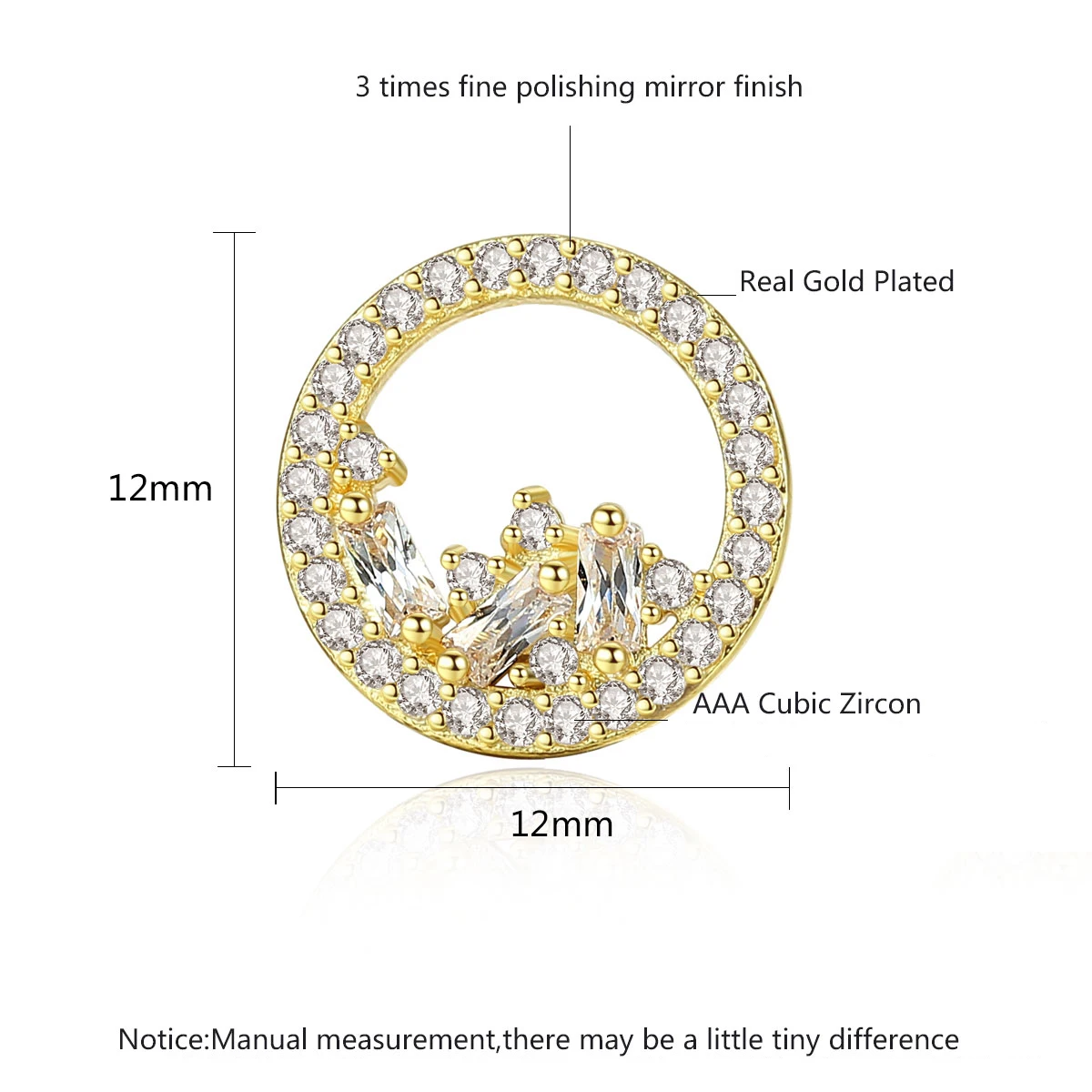 LUOTEEMI Cute Small Round Women Stud Earrings for Wedding Party White Gold or Gold Color Paved CZ Fashion Jewelry Brincos Gift