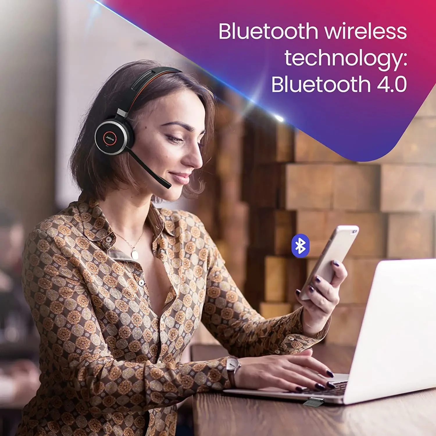 Jabra سماعات رأس لاسلكية بلوتوث ، تتطور 65 ، UC MS (Duo) SE