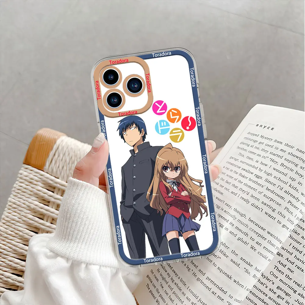 Anime Toradora Phone Case for iPhone 12 11 13 14 15 16 Max Pro Plus Transparent Bezel Shell