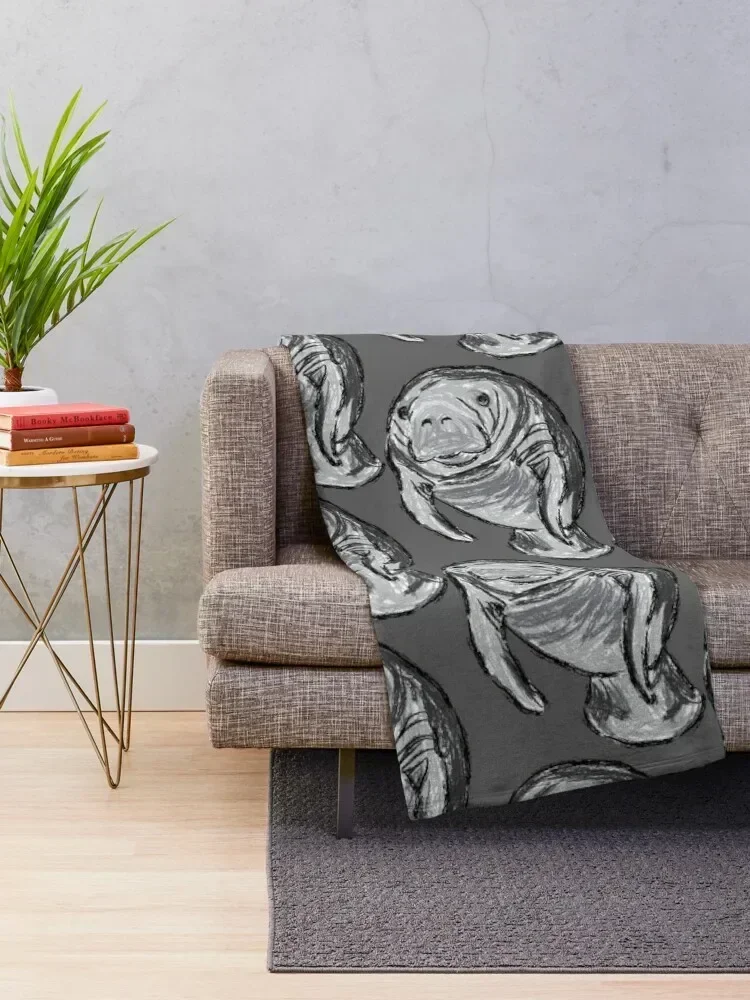 Artwork of a Manatee Throw Blanket