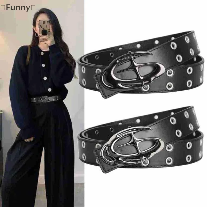 

Y2K Hollow PU Leather Fashion Punk Belt For Men Women Street Vintage Gothic Waistband Trendy Accessories