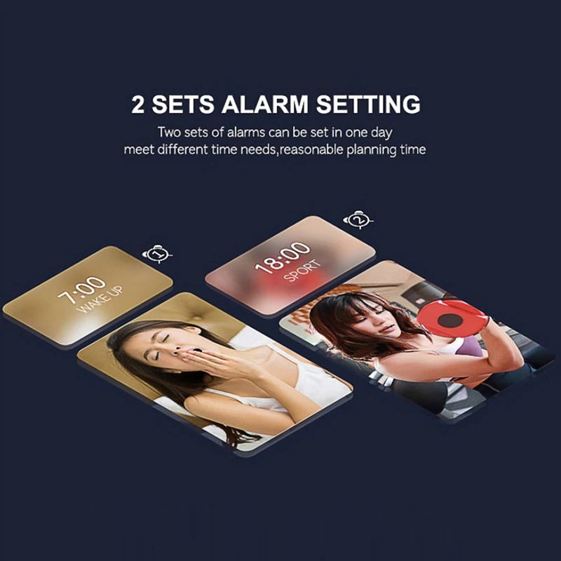 Reloj despertador Digital LED para decoración de sala de estar, pantalla de temperatura y humedad, tira de escritorio USB, espejo