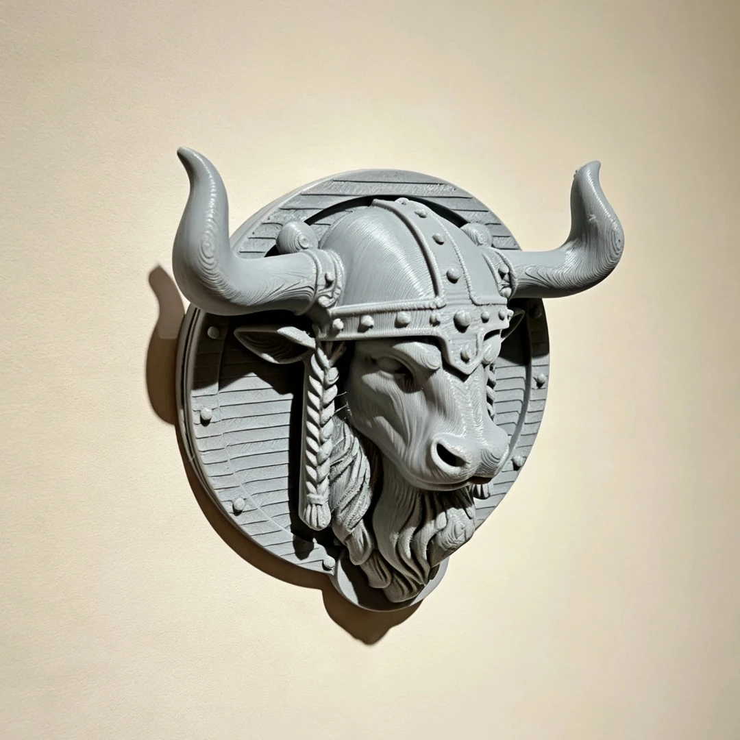 2pcs Viking Bull Head Wall Key Hook, Nordic Warrior Bull Head Sculpture Decorative Hook, Vintage Wall Art Hook for Hanging Keys