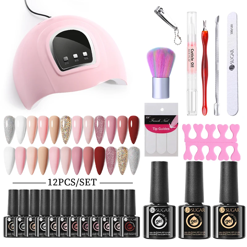 UR SUGAR Nail Gel Kit Acrylic Nails Set With 36W UV LED Lamp Dryer 12 Colors Gel Polish Kit Soak Off Manicure Tools Set