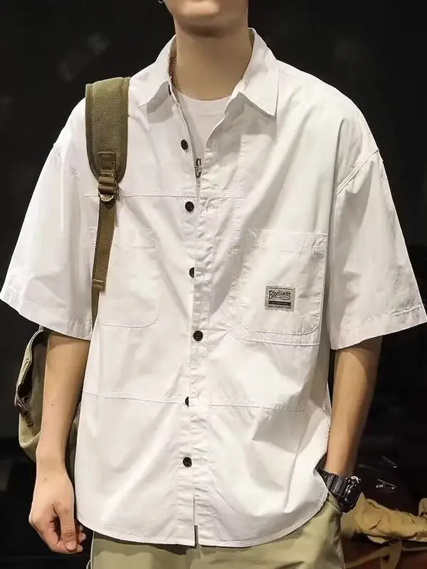 

Американская спецодежда ort Sve irt Мужская летняя модная брендовая ретро простая одежда из чистого хлопка Топ High Sense Casual Jaet