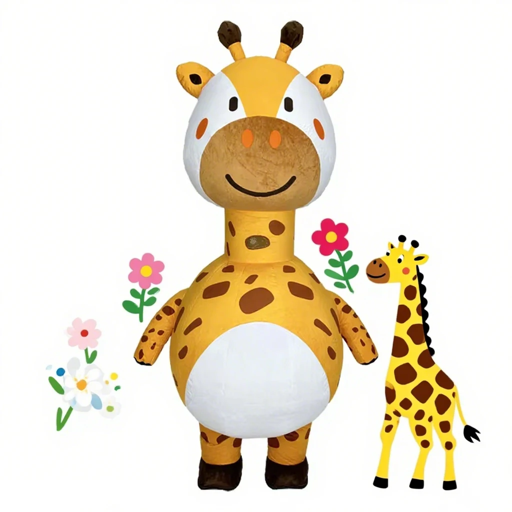 

Cartoon Giraffe Inflatable Costume Adult Character Cosplay Mascot Halloween Carnival Party Event Plush Set