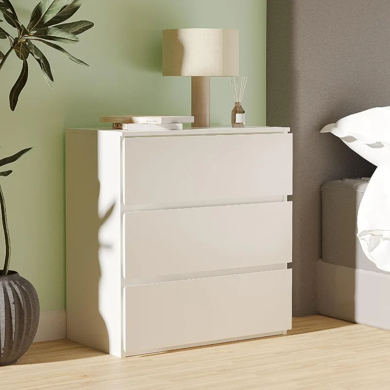 3 Drawer Dresser, Wood Chest Drawers with Storage for Closet, Bedroom, Living Room and Hallway, Drawers Dresser Bedside