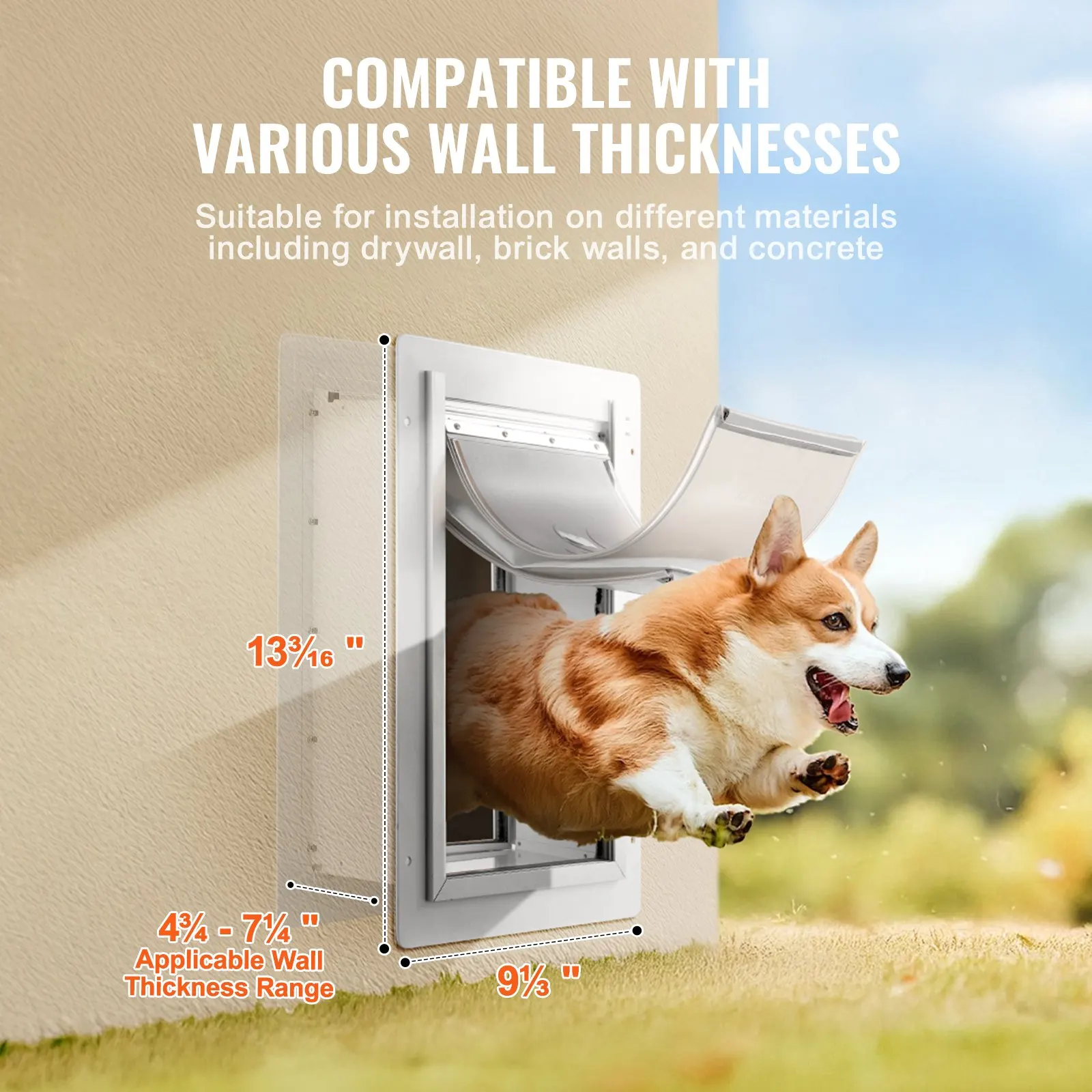 

Pet Door, 9.29" X 13.19" Metal Frame With Lock And 3-Flap System, Weatherproof Doggy Door, Easy To Install In Interior Or