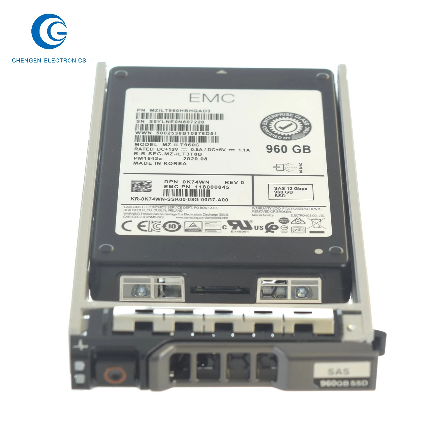 2pcs0K74Wn / K74Wn 960Gb Multi-Level Cell Sas 1Gb/S Read Intensive .5-Inch Solid State Drive