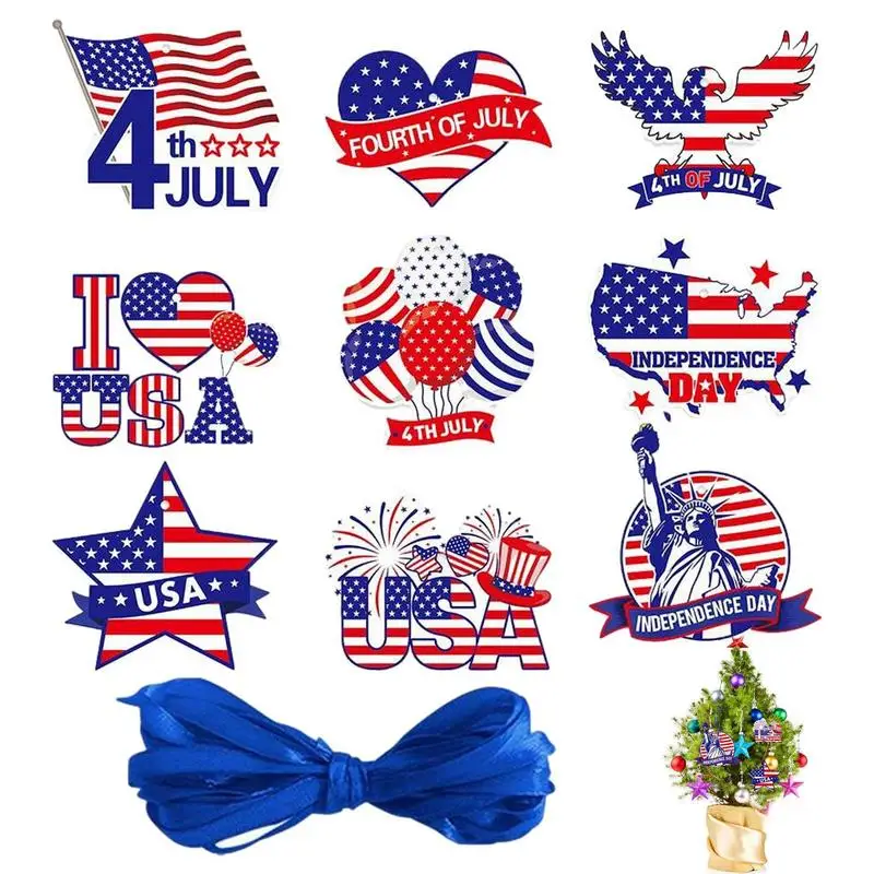 New Independence Day DIY Party Decor American Dolly Day Flag Color Cotton Five-pointed Star Independence Day Pendant Decoration