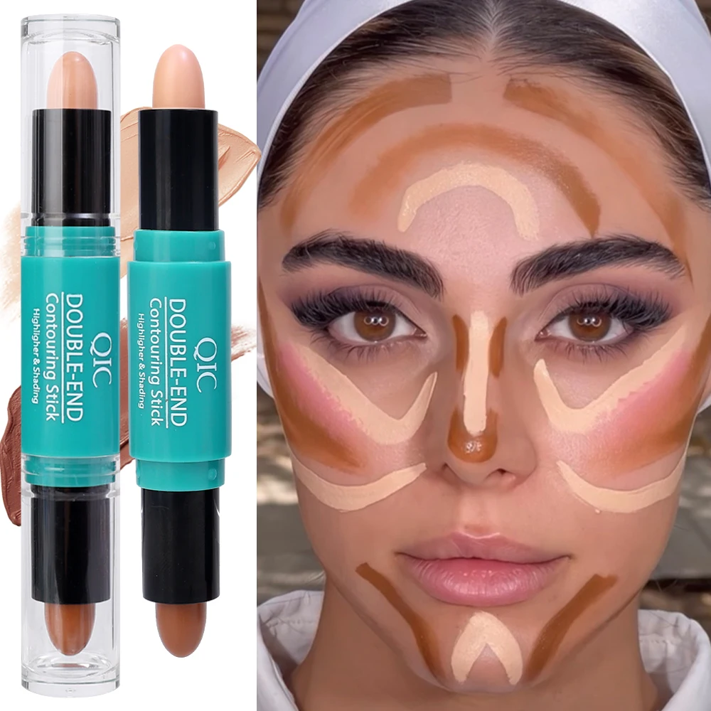 Lasting Highlighting&Contour Stick Double-ended V-face Shaping Waterproof Matte Natural Contouring Bronzer Pen Korean Cosmetics