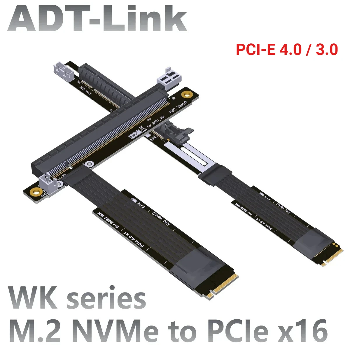 ADT M.2 NVMe to PCIe 4.0 X16 Extension Cord Gen4/3.0 Adapter Jumper BTC Mining Cable GTX RTX Graphics Video GPU NVIDIA AMD Cards