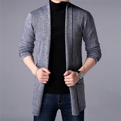 Autumn Winter Casual Fashion Cardigan Sweater Homme Solid Color Knitting Coat Hombre Top Male All-match Outwear Men's Clothing