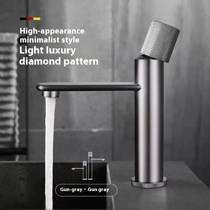 All-copper basin faucet for bathroom, cold and hot water basin faucet for above-counter basin, bathroom washbasin faucet