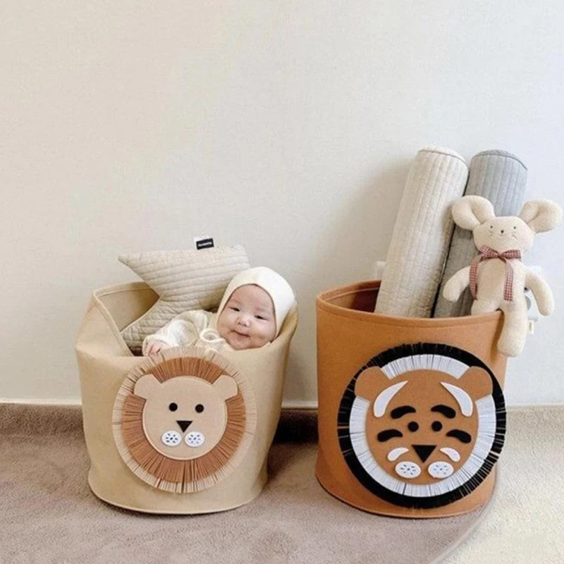 Cotton Storage Basket Kids Toys Clothing Storage Basket Sundries Folding Storage Box Cabinet Home Washable Dirty Laundry Basket