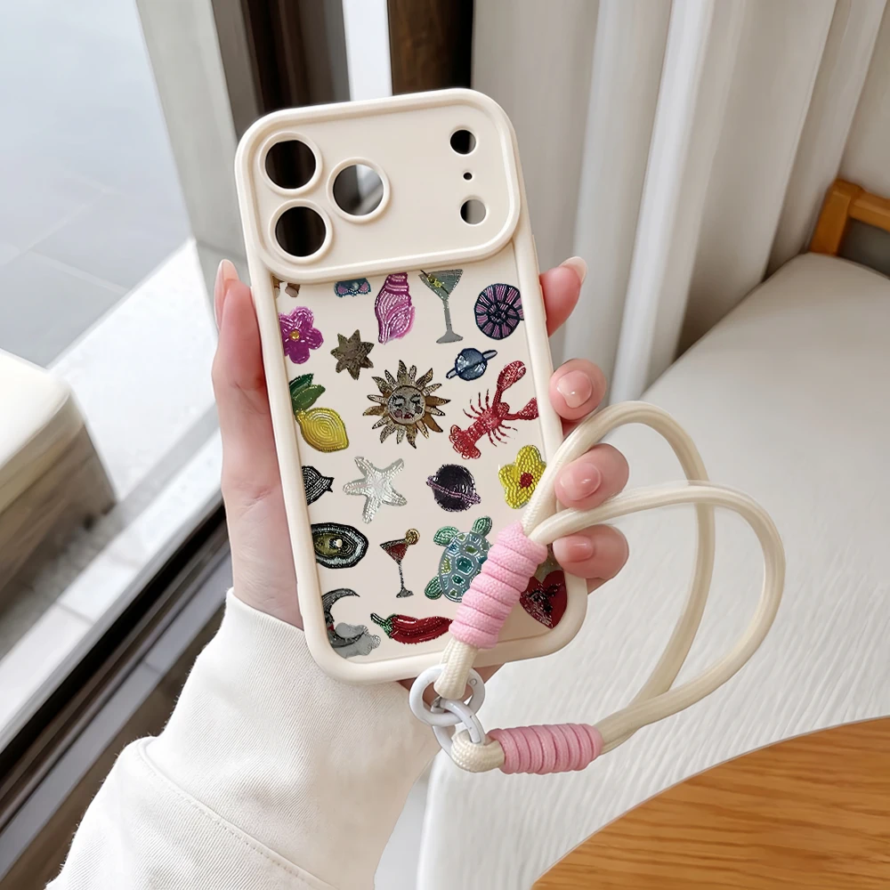Handyhülle für Samsung Galaxy Note 20 S25 S26 Plus S24 S23 FE S25 S24 S23 Ultra A57 A07 5G Retro Elements Lanyard Silikonhülle – Detail 4
