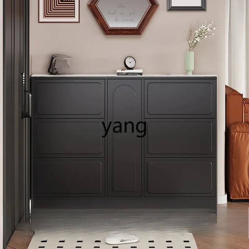 LMM retro ultra-thin entry door shoe cabinet household door narrow tipping bucket storage cabinet integrated