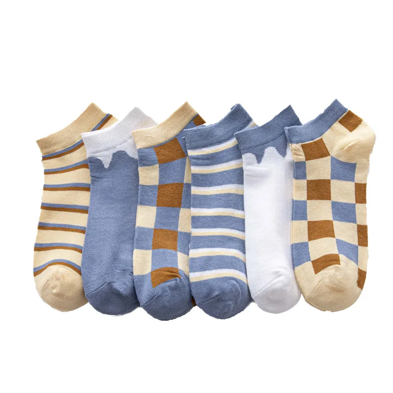 Sommer frauen baumwolle unsichtbare casual atmungsaktivem Japanischen plaid creme fließende straße unsichtbare boot socken 1 paar