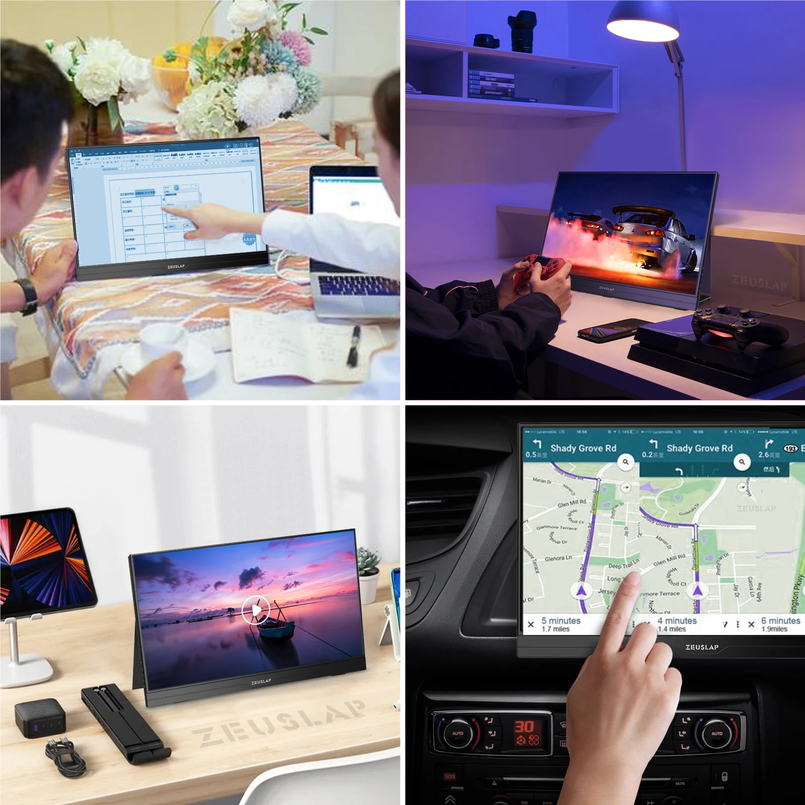 Picture 7: ZEUSLAP Portable Monitor Ultrathin 15.6inch touch/non touch 1080P FHD HDR IPS USB-C for laptop phone xbox cctv camera PS4 PS5