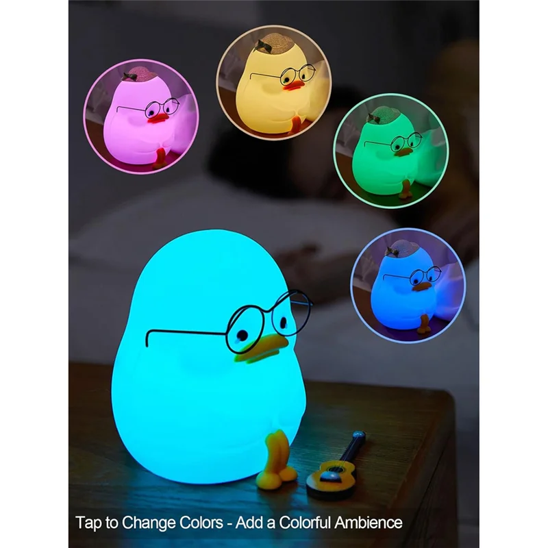 Luz nocturna AB45 para niños: lámpara de silicona premium de pato, luz nocturna linda y regulable para un ambiente calmante para la hora de dormir duradero