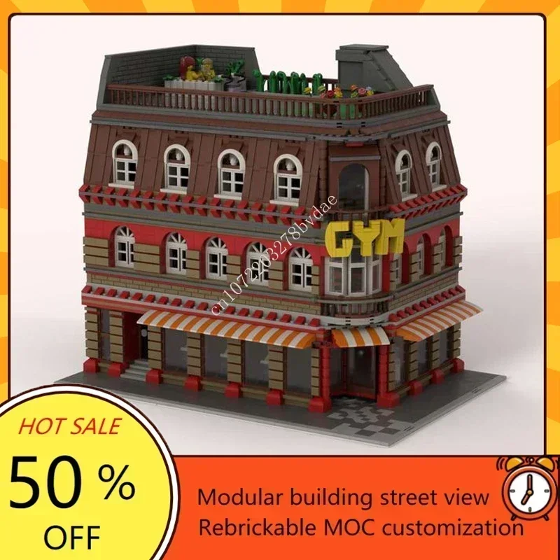 4102PCS Customized MOC Gym with Apartement street view Modular Custom Puzzles  Children birthday toys Christmas gifts