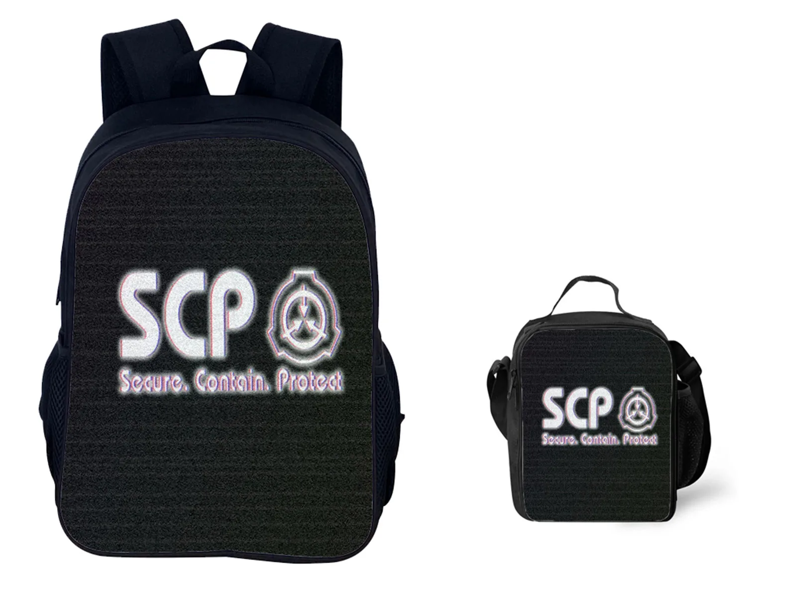 

Kids SCP F-Foundation Backpack with Lunch Bag,Lightweight School Bookbag Waterproof Travel Knapsack for Boys Girls