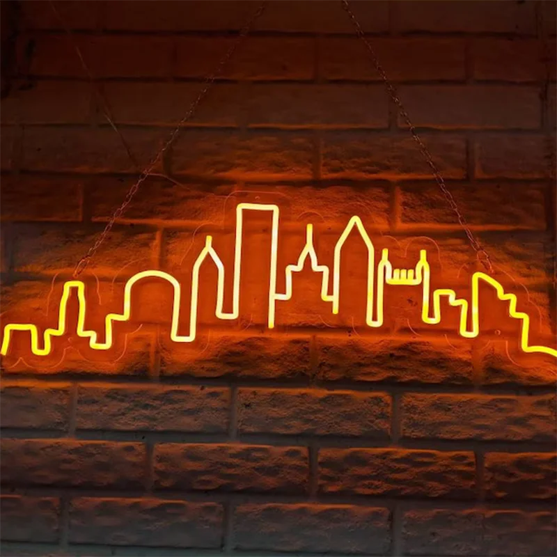 Custom City Skyline Neon Sign Nyc Skyline Wall Art Light San Francisco Skyline Neon Signage Cityscape Multi City Skyline Backdro