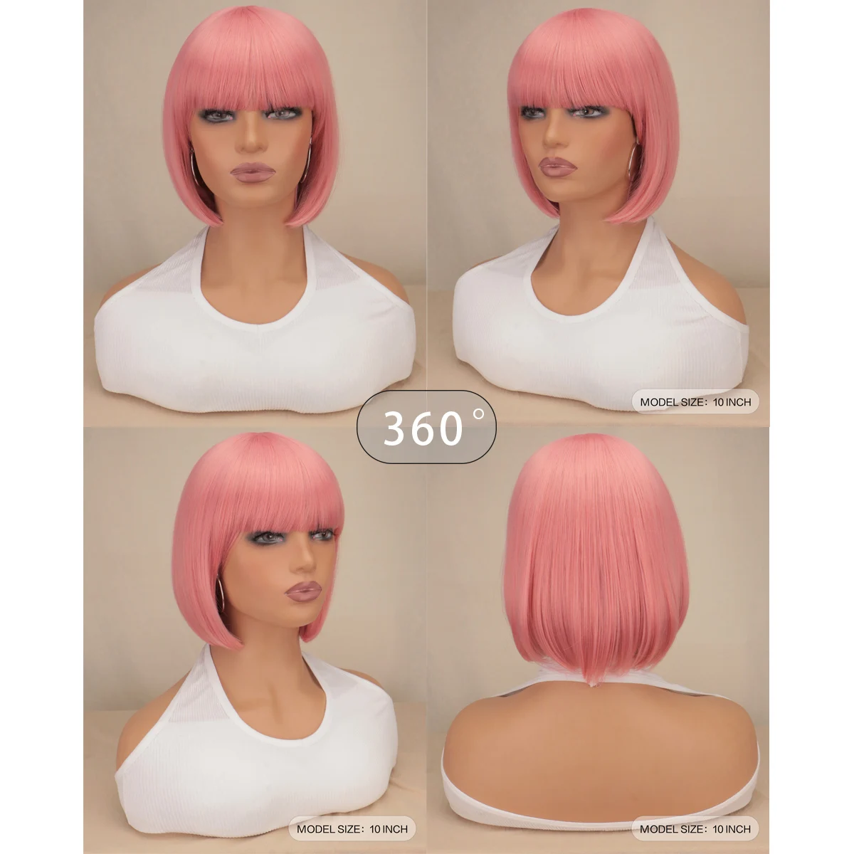QQXCAIW Parrucca da festa Bob per cosplay con capelli sintetici neri corti e lisci per parrucche per costumi da donna