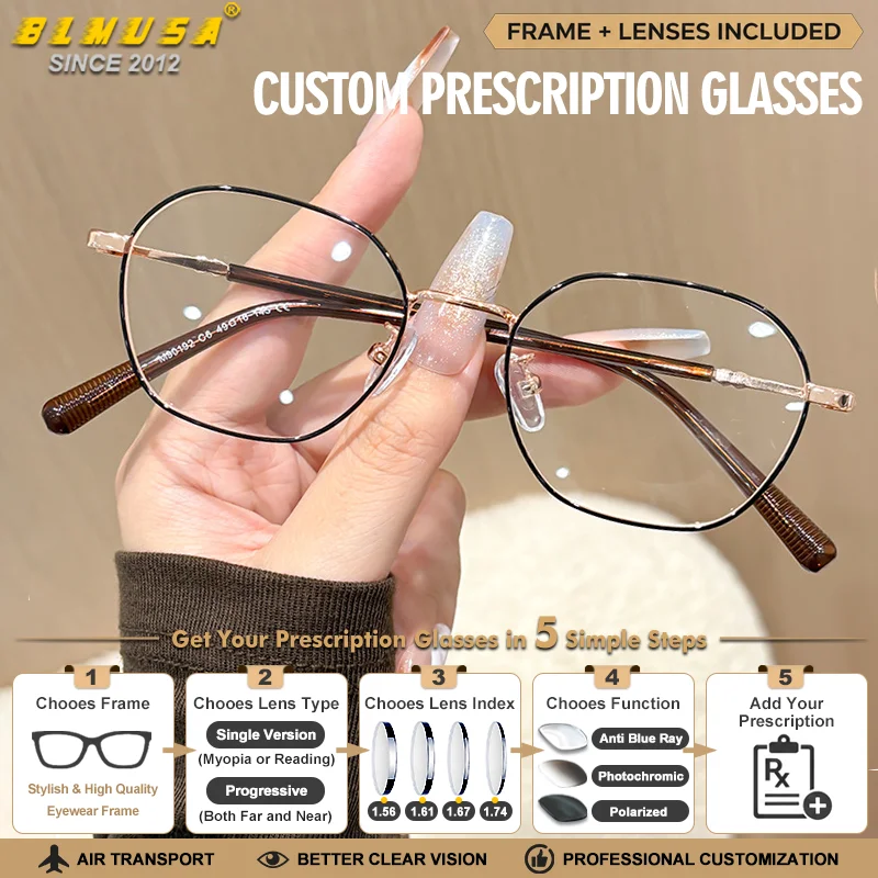 BLMUSA BLMUSA Retro Casual Blue Light Filter Reading Prescription Glasses Stylish Frame Designs Custom Progressive Photochromic Eyeware - Aliexpress Deal