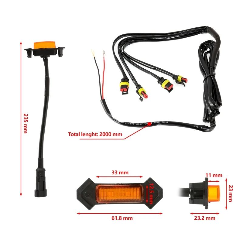 4pcs/set LED Front Grille Lights with Harness and Fuse , for Toyota Tacoma 2016-2019 TRD PRO (White Light/Amber Light)