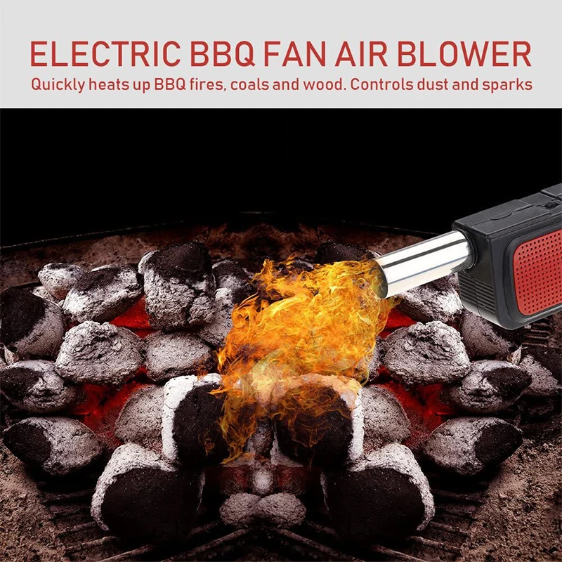 LMETJMA BBQ Air Blower Portable Handheld Electric BBQ Fan Outdoor Camping Barbecue Charcoal Grill Fan Fire Bellows Tool JT54