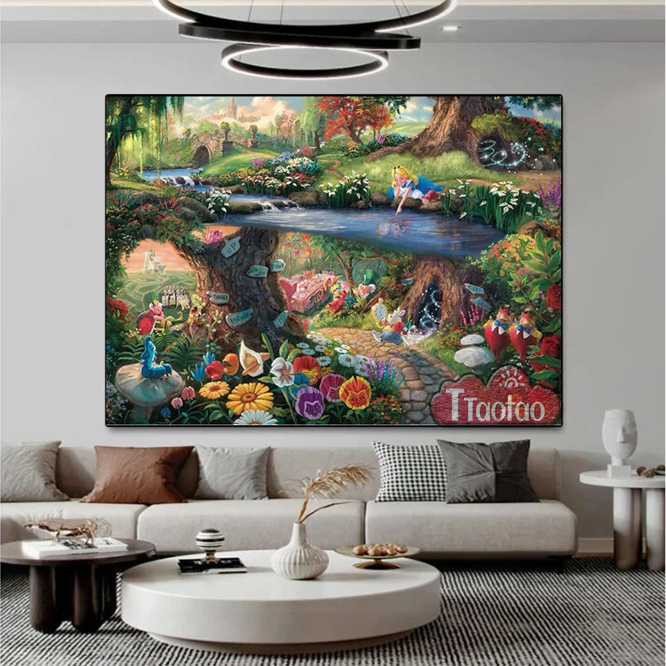 Fantastic Cartoon Forest Scenery Princess Cross Stitch 5D Full Square Round Rhinestone Mosaic Handmade Diamond Painting Decor