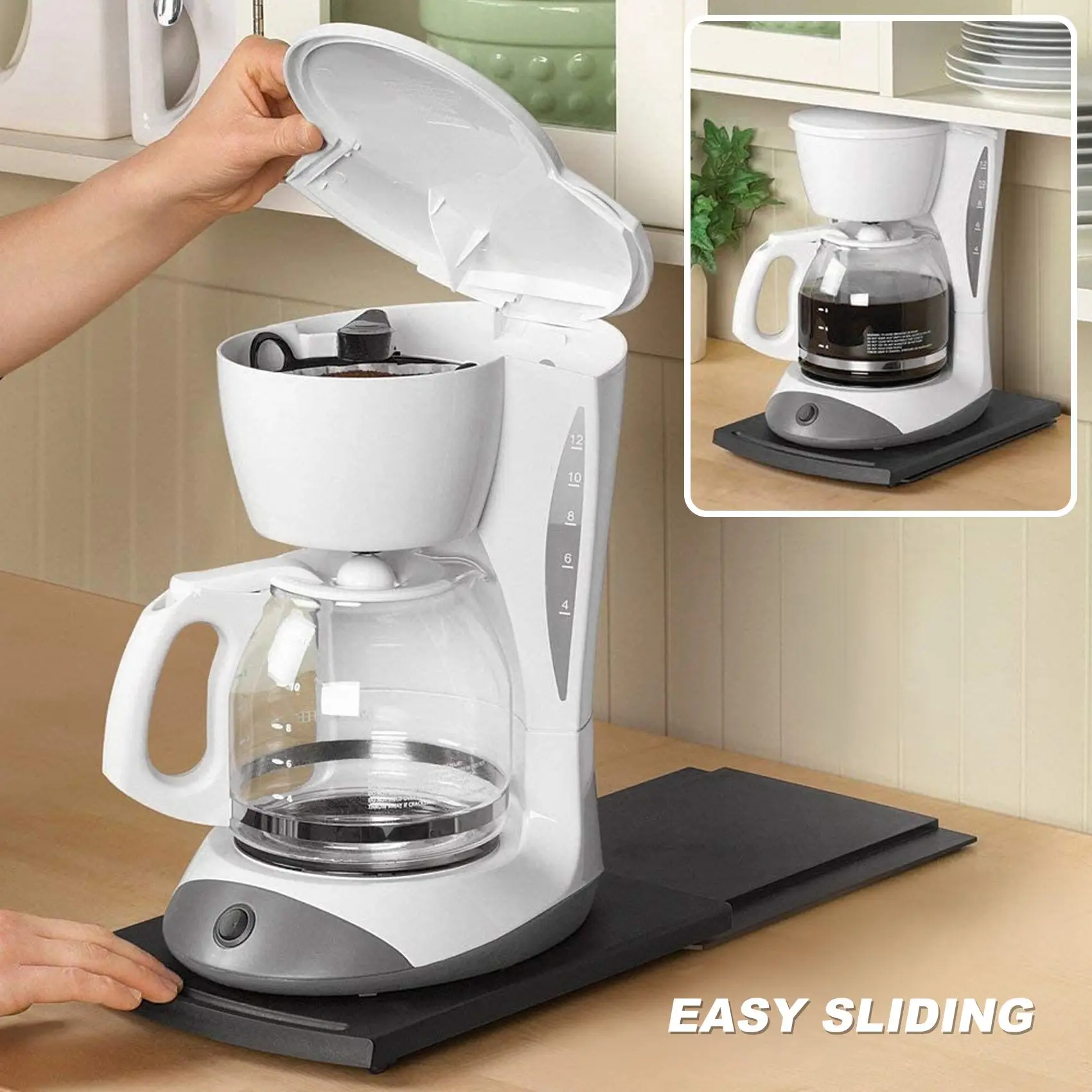 A58E-bandeja de café móvil versátil, 25 libras, cafetera Caddy, bandeja deslizante, soporte, accesorios de cocina