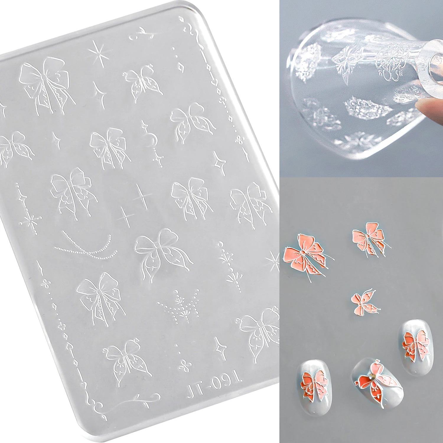 

Bowknot Stars Ribbon Grid Lace Bow Tie Nail Art Silicone Carving Mold Mould Flower Charm Chic Chinese Pattern Snowflake Template