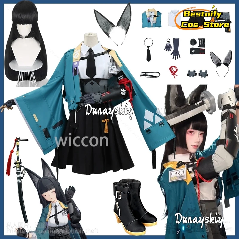 

Hoshimi Miyabi Cosplay Game Zenless Zone Zero Anime Jirai Kei Girls Uniform Blue Coat Punk Y2K Dress Furry Ear Props Role-play