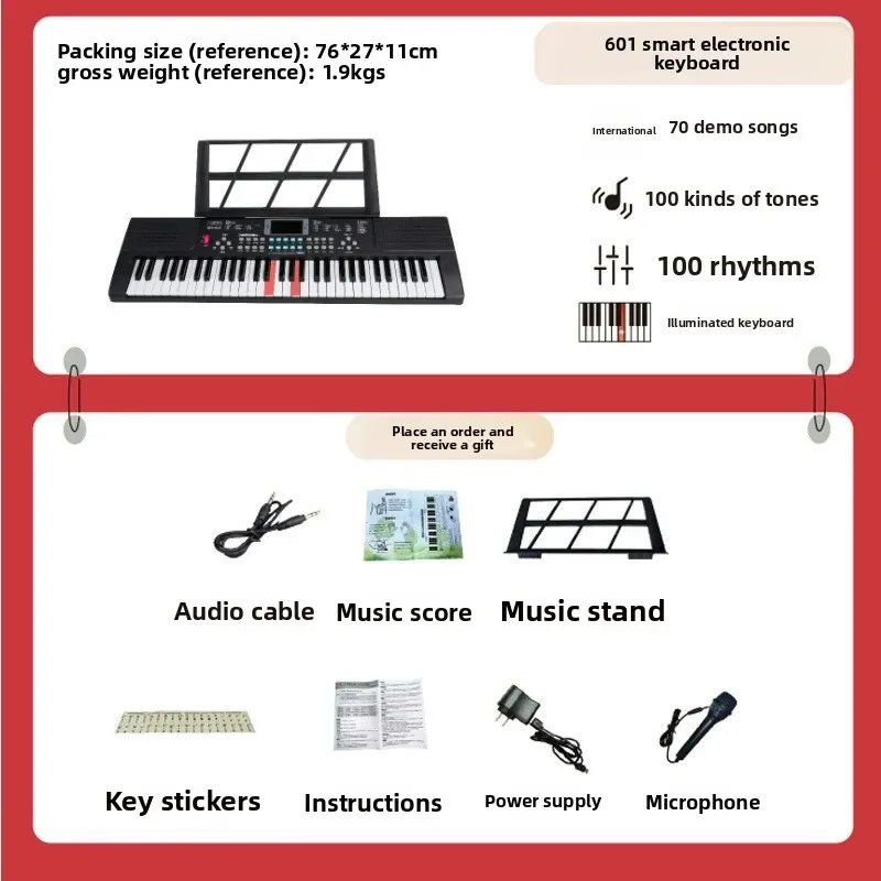 Beginner Electronic Keyboard 61 Keys Kids Piano Multifunction Home Practice Electronic Piano Keyboard Electronic Piano Keyboard