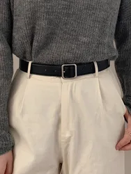 Black Retro Small Leather Belt Ladies Ins Style With Jeans Belt Tie-In Thin Pants Belt Men Decorative Fashion Summer