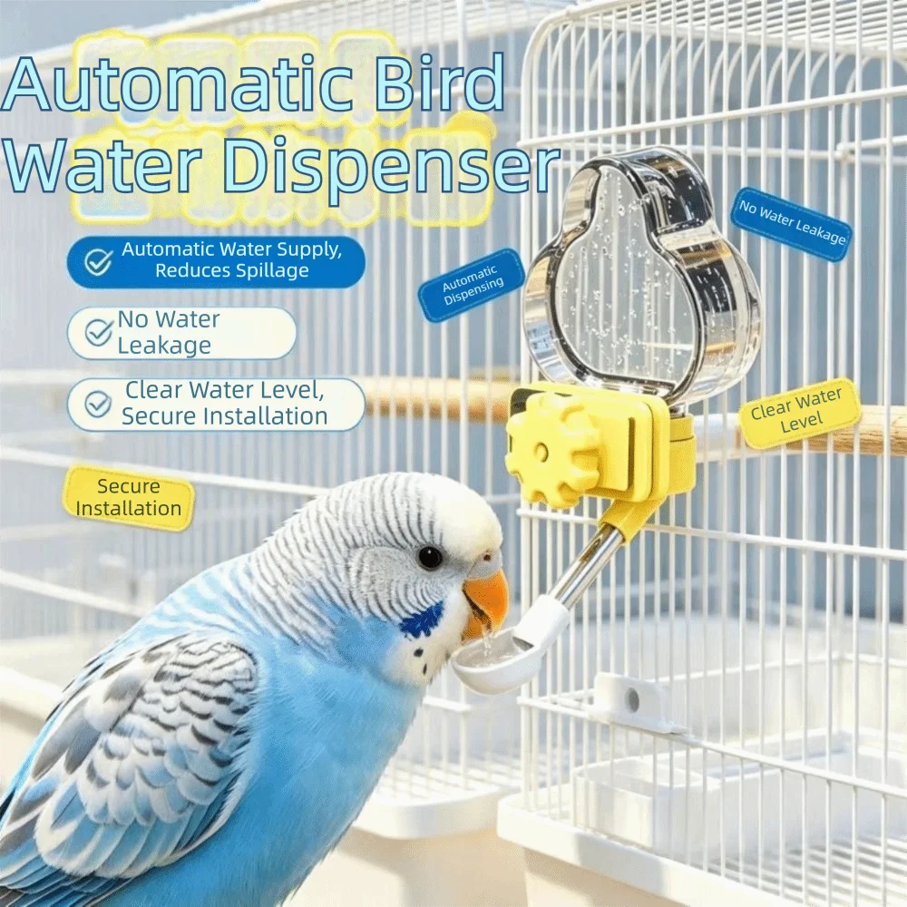 Leak Proof Automatic Bird Water Dispenser Gravity Fed Vertical Bird Cage Drinking Feeder Cloud Shaped Clear Nozzle