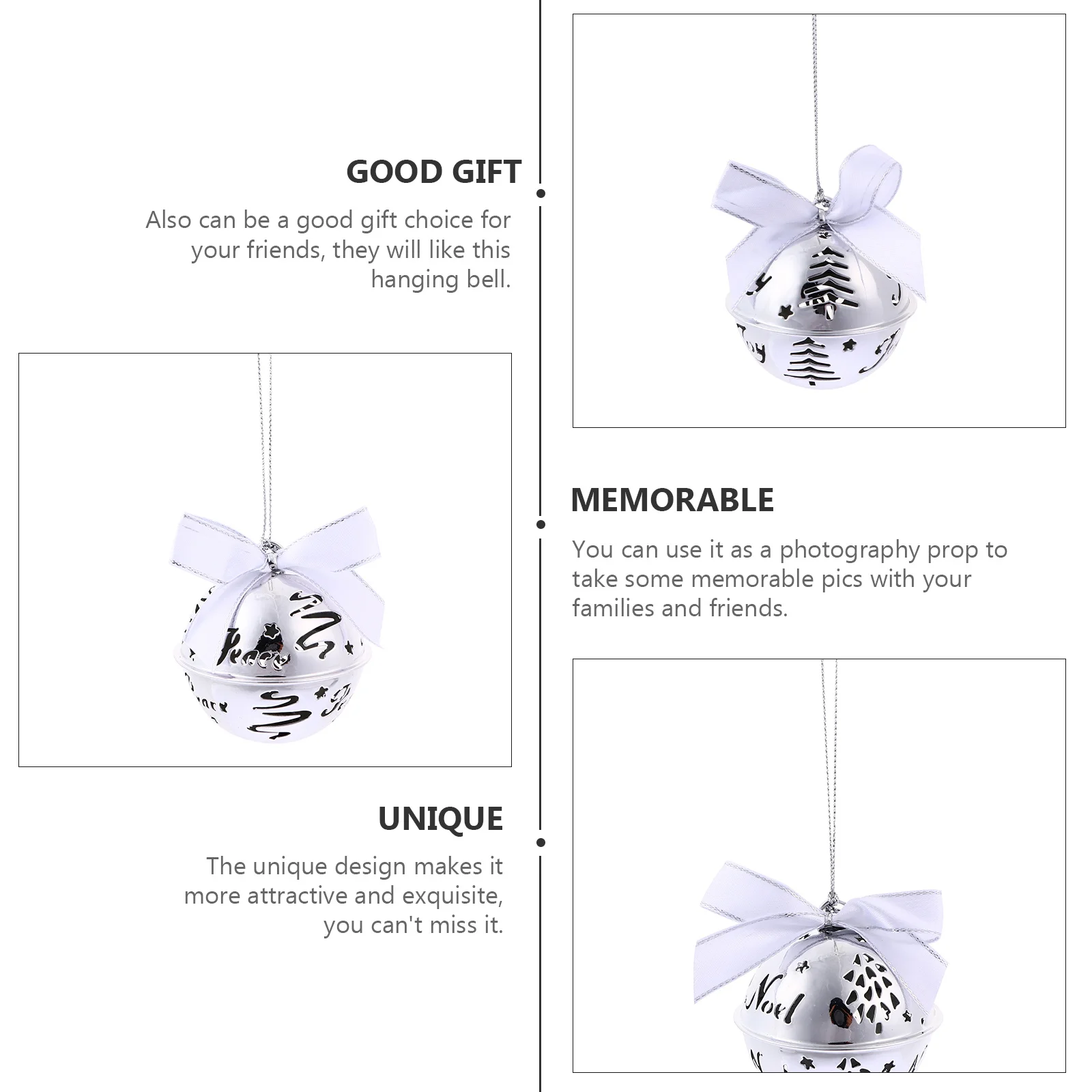 

12Pcs Hanging Christmas Bell Decor Adorable Xmas Tree Ornament for Indoor Holiday Decoration Festive