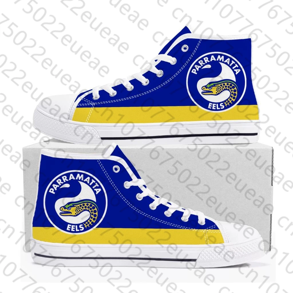 Parramatta Eels Australian Rugby High Top High Quality Sneakers Mens Womens Teenager Canvas Sneaker Casual Custom Made DIY Shoe