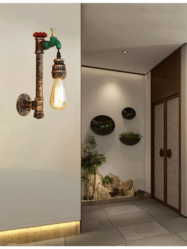 خمر البخار الشرير الأنابيب الجدار ضوء الرجعية لوفت مقهى بار نادي السرير الممر الممر مطعم الجدار مصباح E27 الجدار الشمعدان BraBra