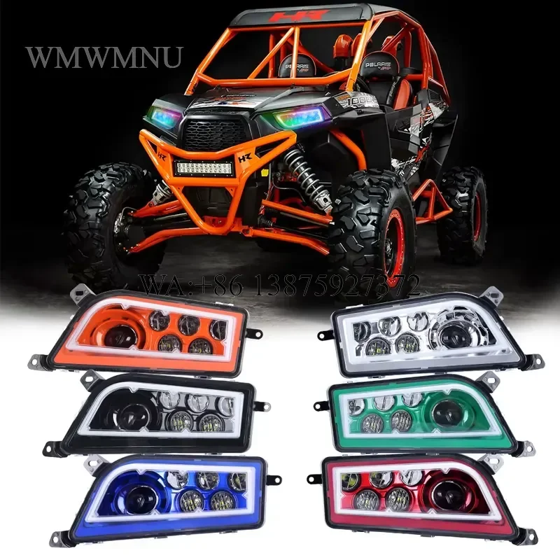 Wmwmnu for LOYO Wholesale ATV Front LED Headlights RGB Halo Ring Many Colors DRL 30W High Low Head Lamp for Polaris RZR XP