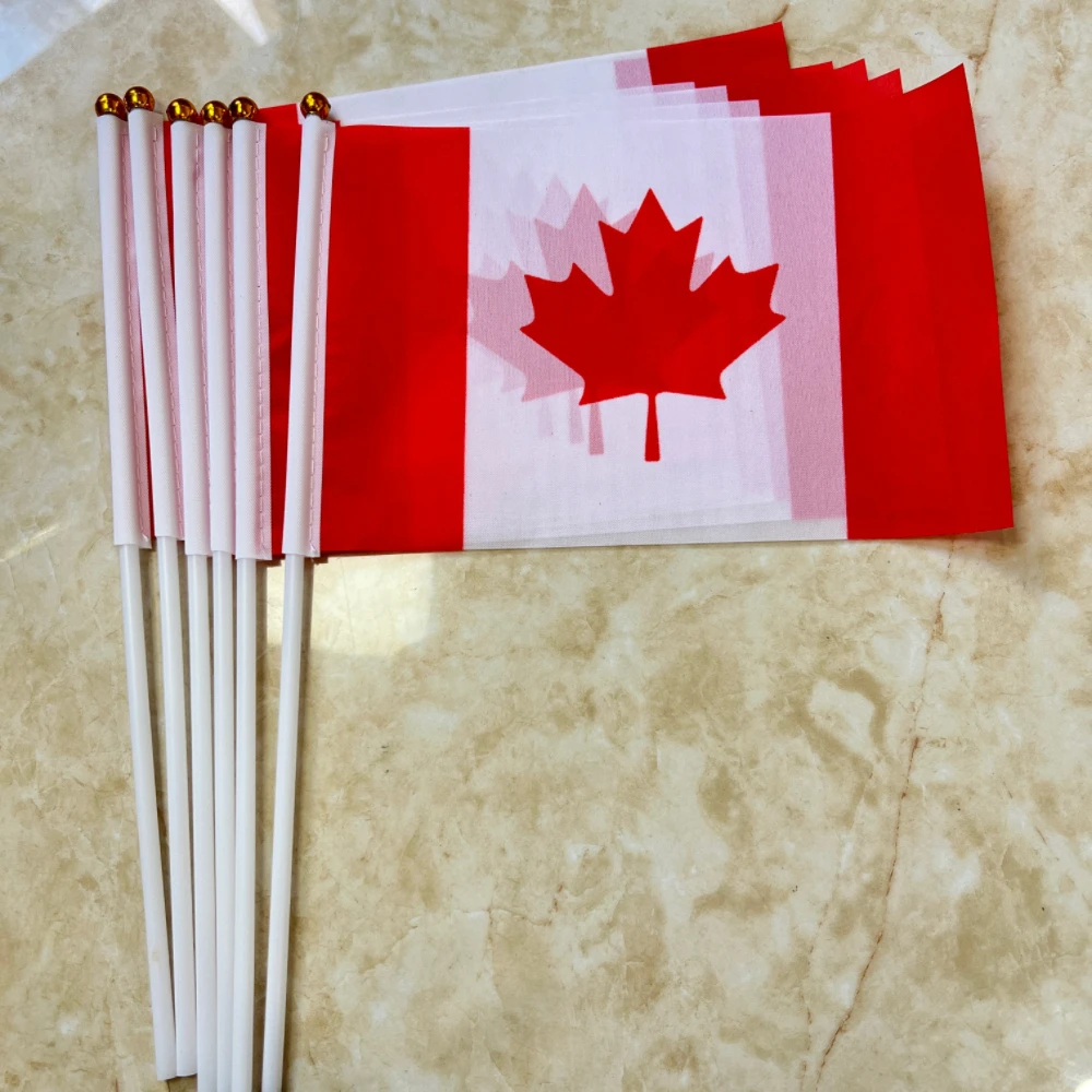 Canada Hand Waving Flag14*21cm Canadian d flag with 30cm plastic flagpole