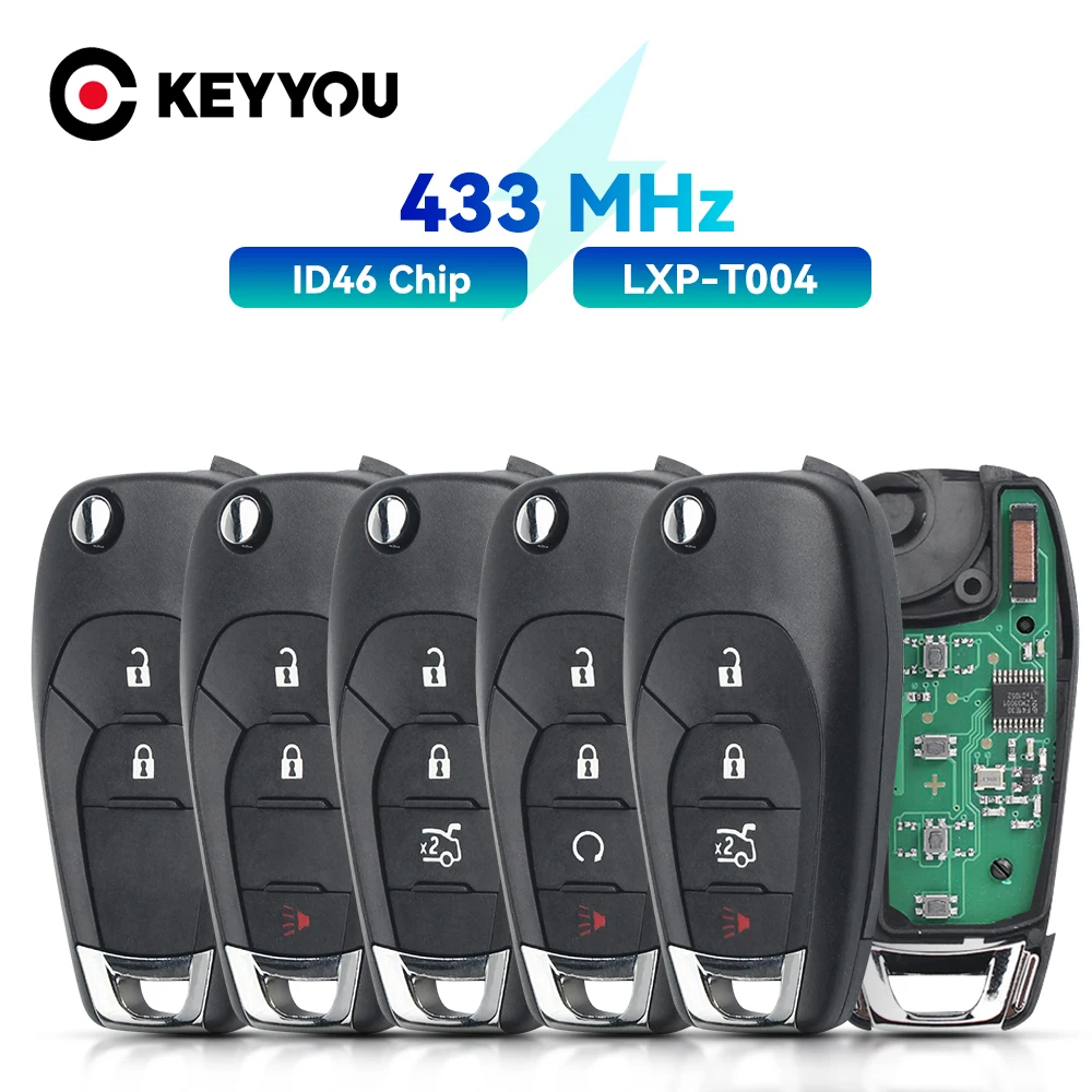 KEYYOU 1 SZTUK NOWY ID46 PCF7941 433MHz Samochodowy zdalny kluczyk LXP-T004 Do Chevrolet Cruze Avo XL7 XL8 Trailblazer Onix RS Tracker