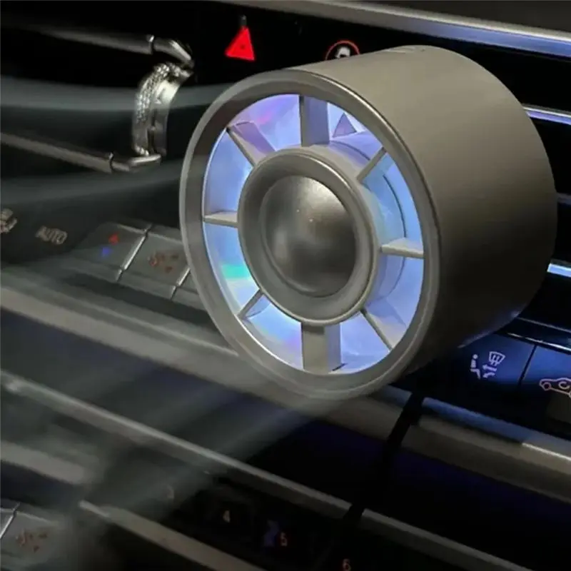 A22E-Car Air Conditioner Air Outlet Fan Gradient Colorful Ambient Light Fans For Car A/C Air Outlet Mini Fans