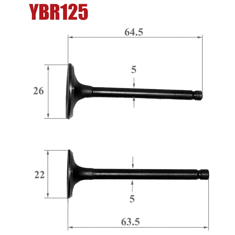 

Motorcycle Engine Valve Set for Jianshe Yamaha YBR125 2006-2012 JYM125 XTZ125 Intake & Exhaust Taps