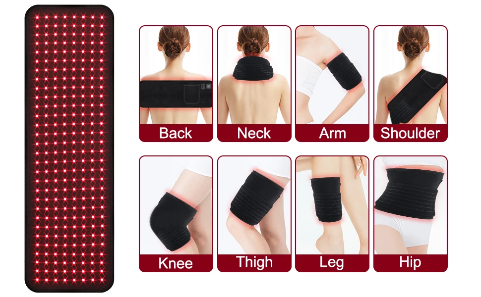 wearable 850nm hyperthermia belt 660nm physiotherapy heating pad