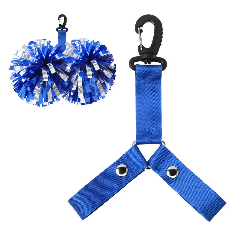 

Pom Pom Holder with Snap Button Cheerleading Colored Ball Strap Accessories Double Plush Ball Backpack Triangular Buckle Straps
