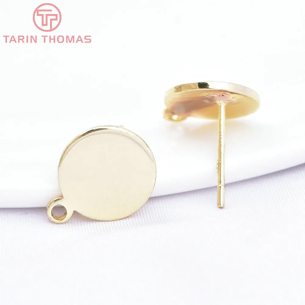 (3704)12PCS 24K Gold Color Plated Brass Shaped Stud Earrings for Jewerly Making Diy Jewelry Findings Accessories wholesale